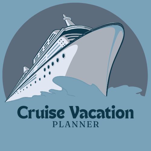 Illustration of a cruise ship with the text "Cruise Vacation Planner" below, against a blue background.