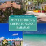 Collage of Nassau, featuring a resort, colorful houses, lush gardens, and a serene beach.