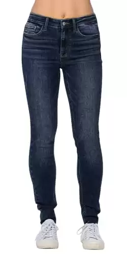 Judy Blue Mid Rise Vintage Raw Hem Skinny Blue