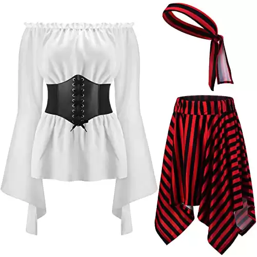 4 Pcs Halloween Womens Pirate Costume