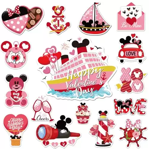 16Pcs Valentine's Day Cruise Door Magnets Decorations