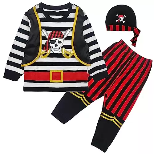 Toddler Kids Baby Halloween Pirate Costumes Outfit with Hat