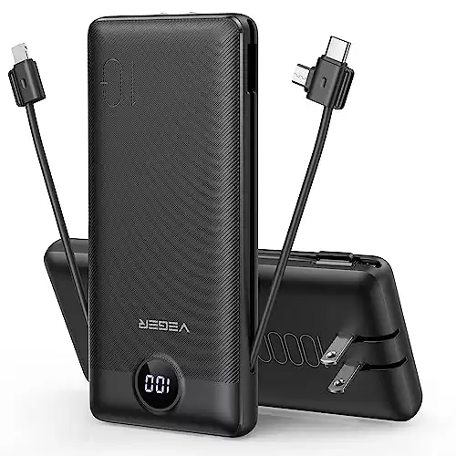 Portable Charger with Built in Cables