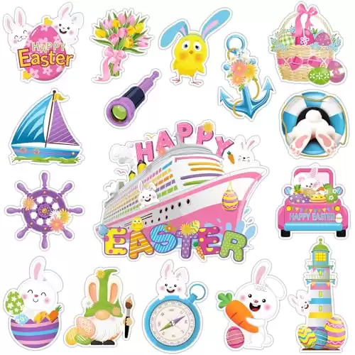 16 Pcs Happy Easter Cruise Door Magnets Decorations